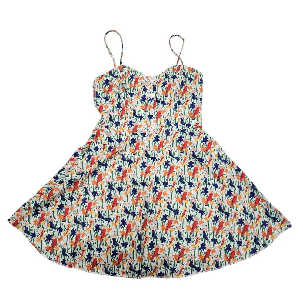 Alice + Olivia Dress Size 8 Parrot Bird Print Sleeveless Fit & Flare Summer